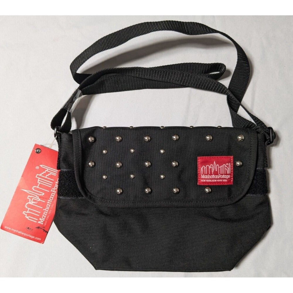 MANHATTAN PORTAGE‎ X MILK CORDURA NYLON STUDDED Black XXS Messenger Bag NEW